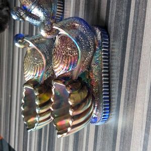 Carnival glass swan cups